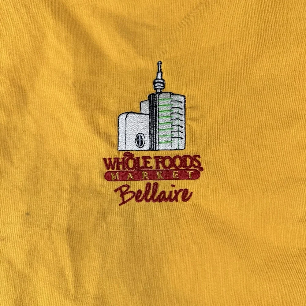 Vintage Whole Foods Market Bellaire Child Apron Made USA Yellow‎